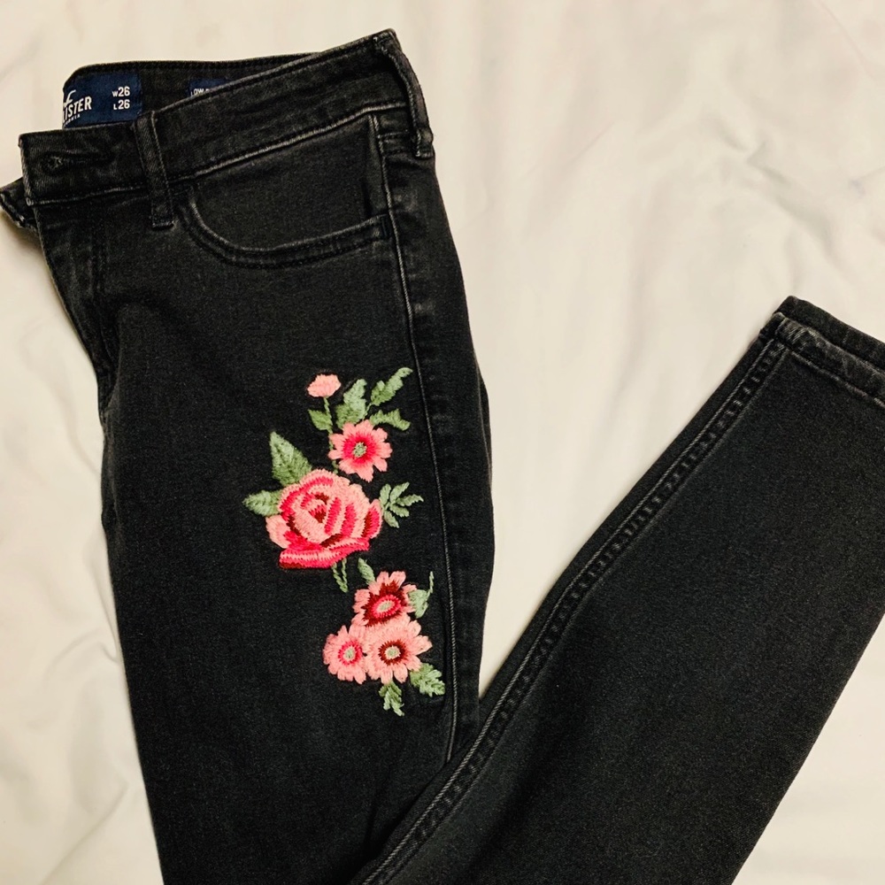 Floral Black Jeans